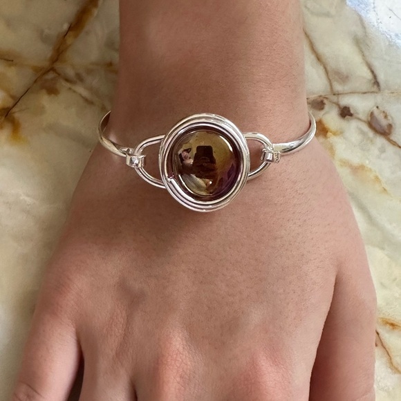 925 sterling Silver Murano Bracelet with Gold Accent
